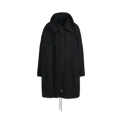 Yohji Yamamoto NY/C Cross High Neck Hooded Mods Coat "Black"