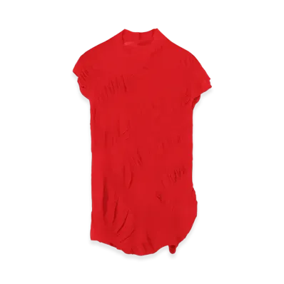 Yohji Yamamoto Links Knit WG Gather French Slv Po "Red"