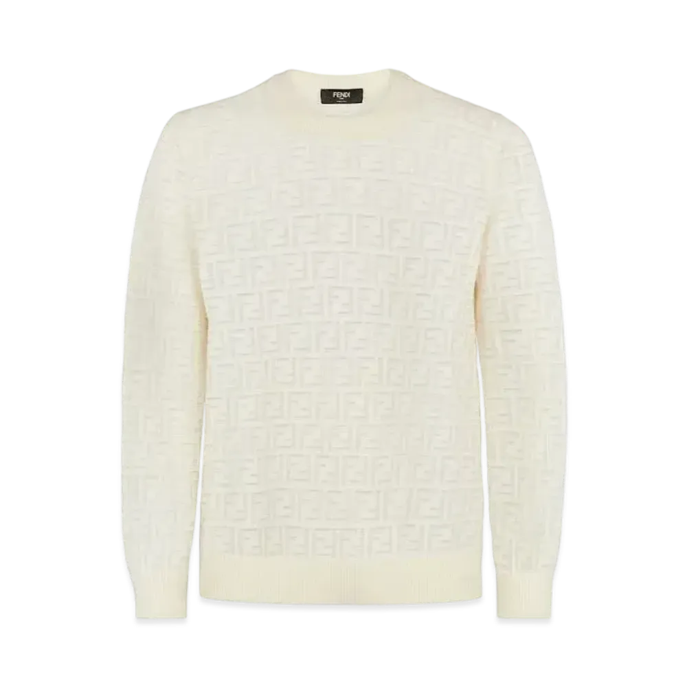 FENDI Men's Sweater Wool and FF Nylon "White"