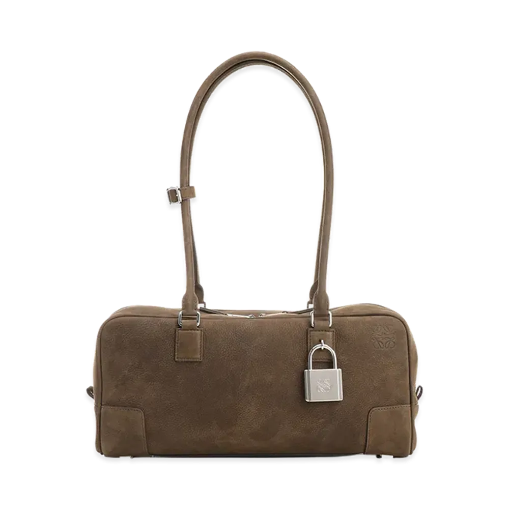 LOEWE Women's Amazona 31 Cropped Bag In Nubuck "Garnet/Brown"