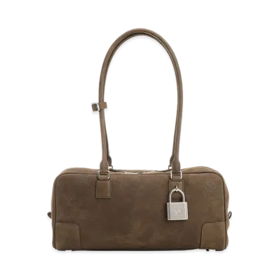 LOEWE Women's Amazona 31 Cropped Bag In Nubuck "Garnet/Brown"