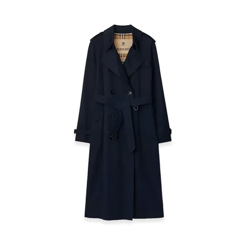 Burberry Women's Long Waterloo Heritage Trench Coat "Coal Blue"