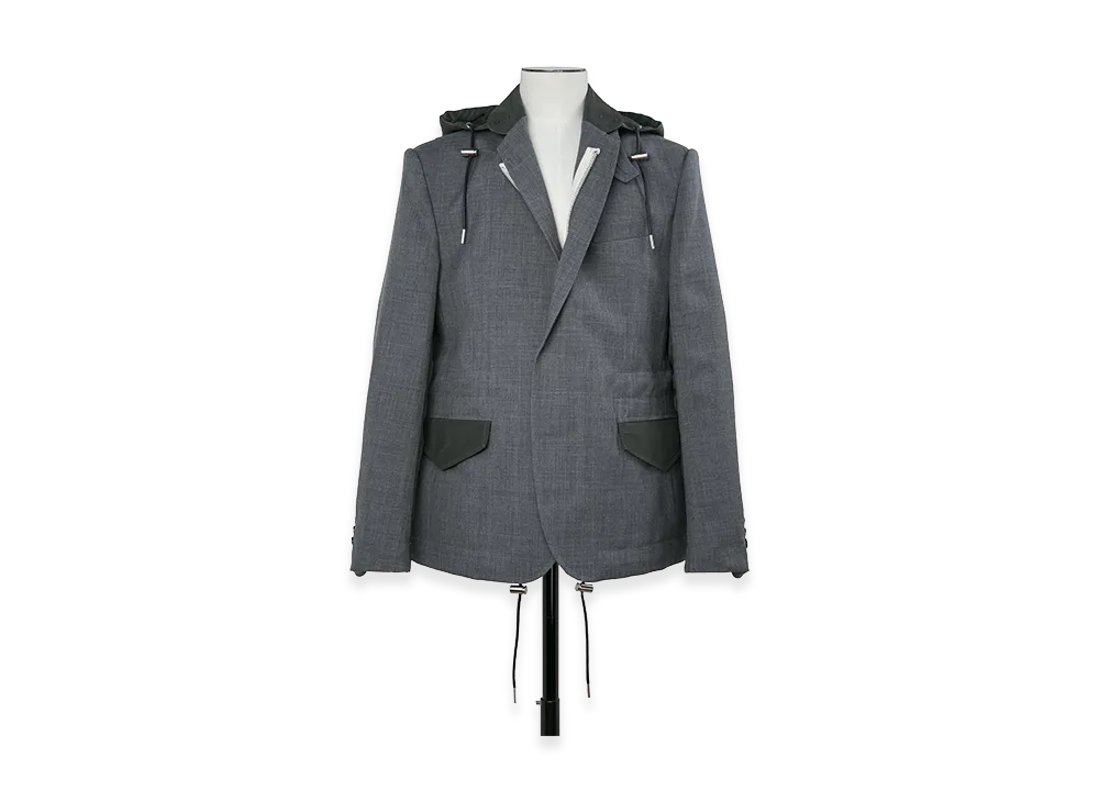 sacai Suiting x Nylon Twill Jacket "Gray/Dark Khaki"