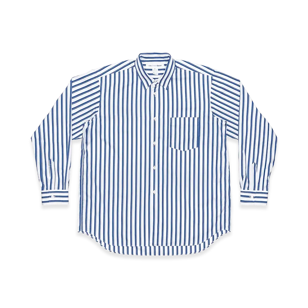 COMME des GARCONS SHIRT Yarn Dyed Cotton Stripe Poplin "Blue"