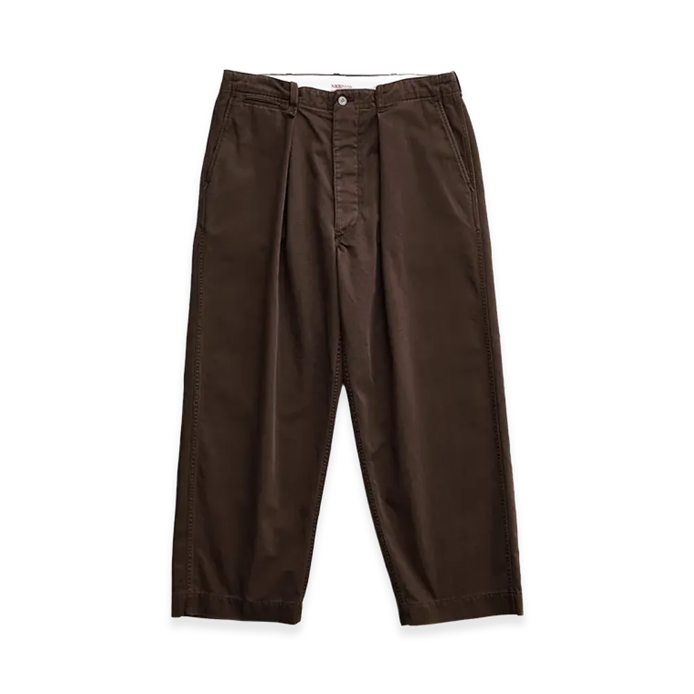 NICENESS Albarn Aged-Effect Resized Chino Trousers "Brown"