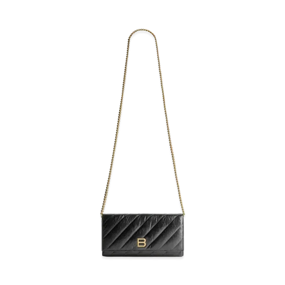BALENCIAGA Crush Wallet On Chain Quilted "Black"