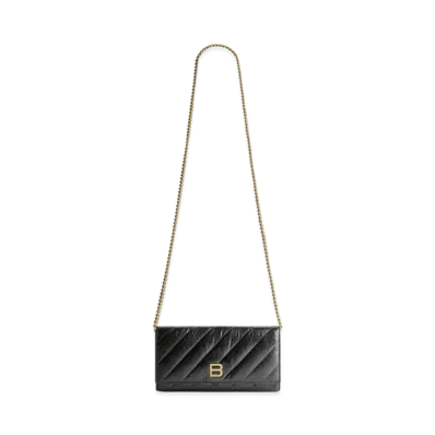 BALENCIAGA Crush Wallet On Chain Quilted "Black"