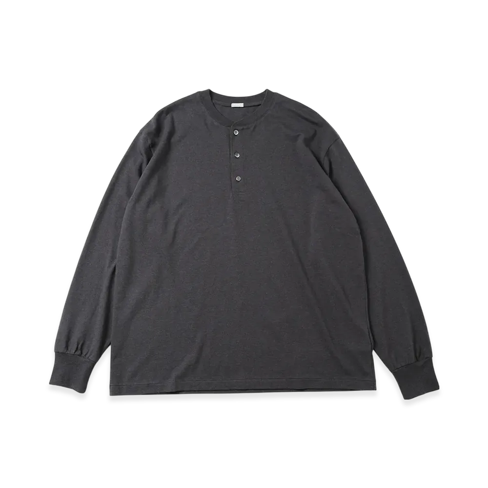 A.PRESSE Cashmere Blend L/S Henley Neck Shirt "Charcoal"