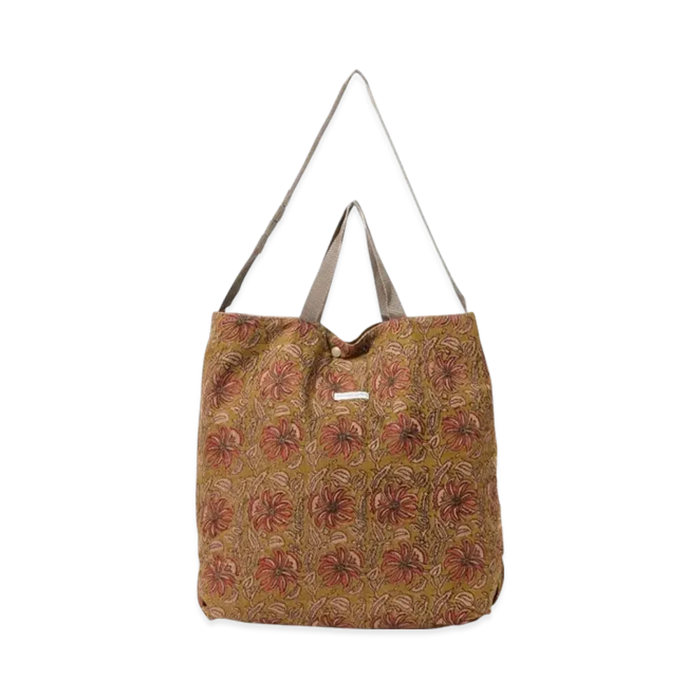 ENGINEERED GARMENTS Carry All Tote Reversible - Floral Printed Corduroy "Khaki"