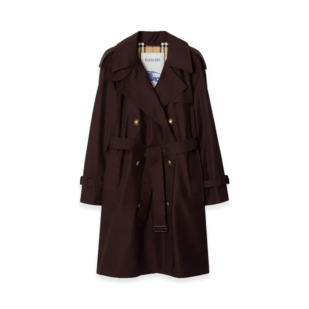 Burberry Women's Mid-length Gabardine Castleford Trench Coat "Mahogany Red"