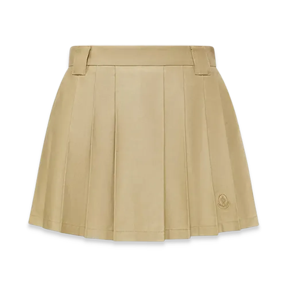 MONCLER Pleated Cotton Blend Mini Skirt "Beige"