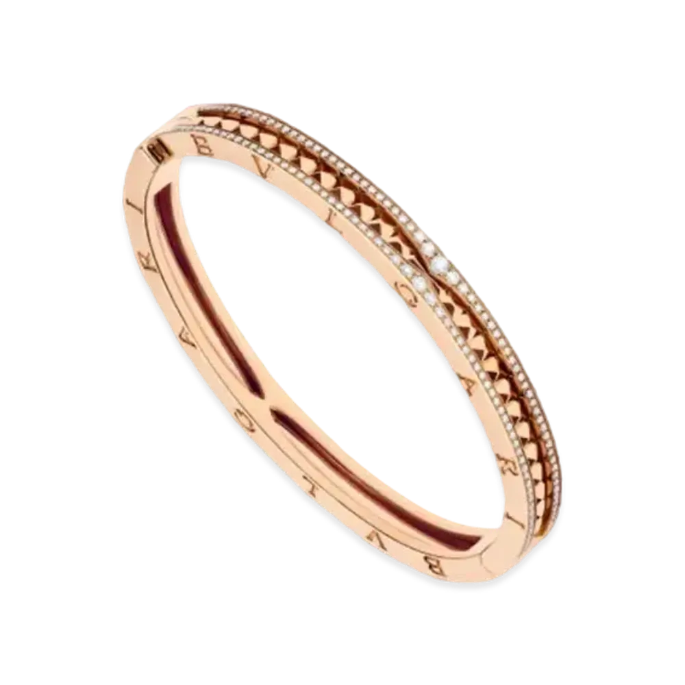 BVLGARI B.Zero1 Rock Bracelet Pave Diamond 18K "Pink Gold"