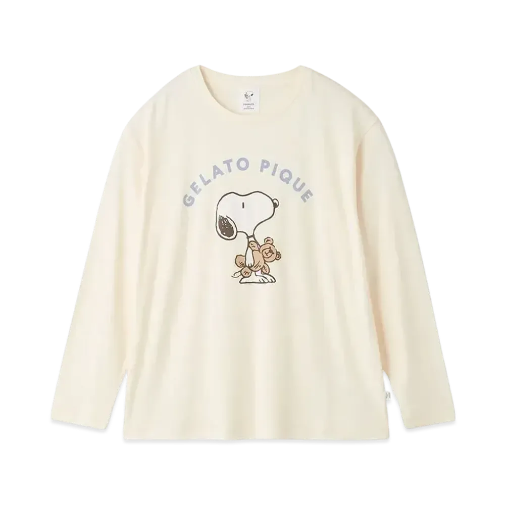 GELATO PIQUE x PEANUTS Snoopy x Bear One Point Long T-Shirt "Off White"