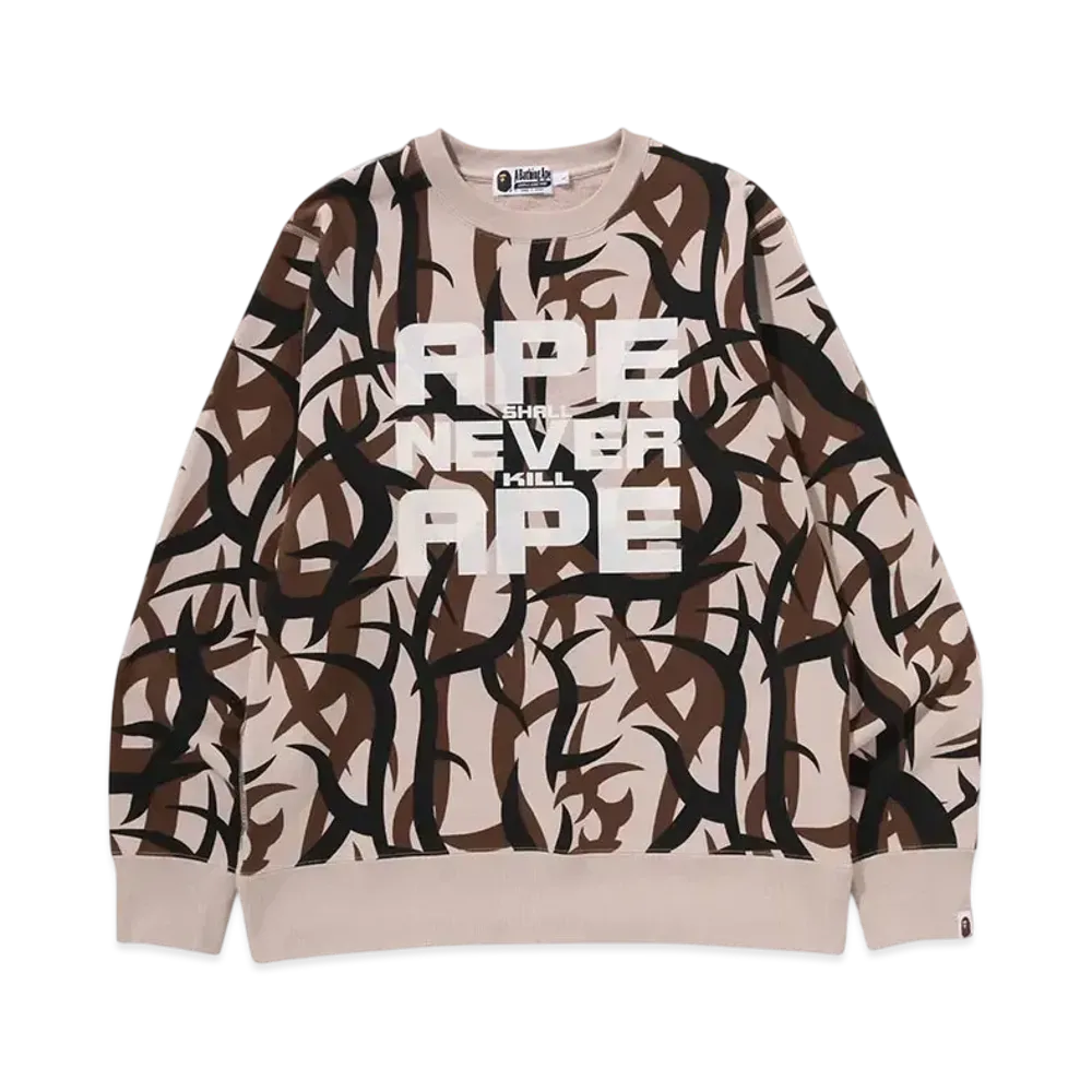 A BATHING APE Trial Camo Crewneck Sweatshirt "Beige"