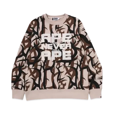 A BATHING APE Trial Camo Crewneck Sweatshirt "Beige"