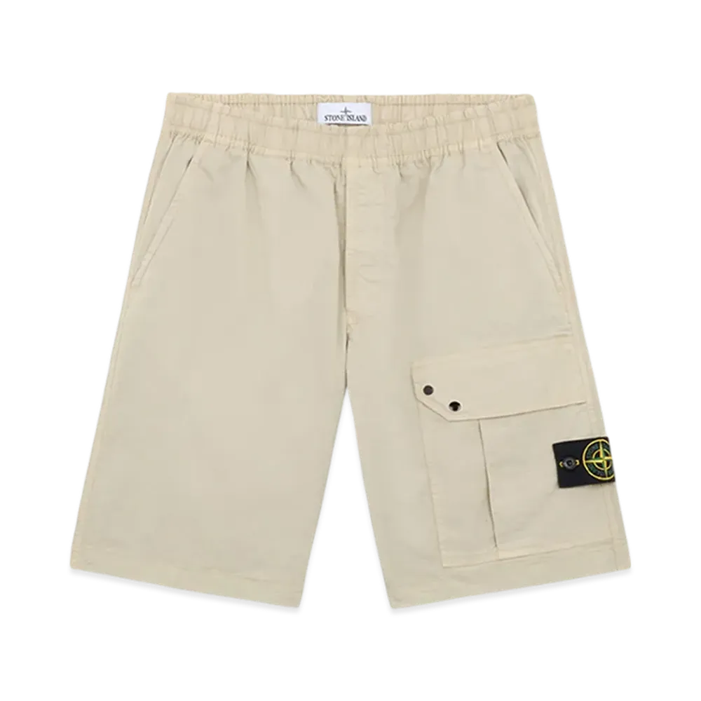 Stone Island L0110 Supima Cotton Twill Stretch TC Cargo Bermuda Shorts with Drawstring - 24FW "Off White"