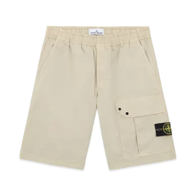 Stone Island L0110 Supima Cotton Twill Stretch TC Cargo Bermuda Shorts with Drawstring - 24FW "Off White"