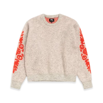 Stussy Mohair Flower Sweater "Grey Heather"