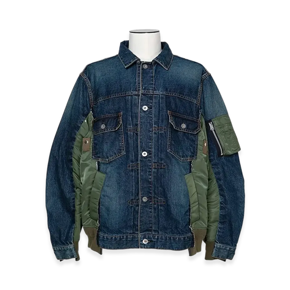 sacai Denim x Nylon Twill Jacket "Blue"