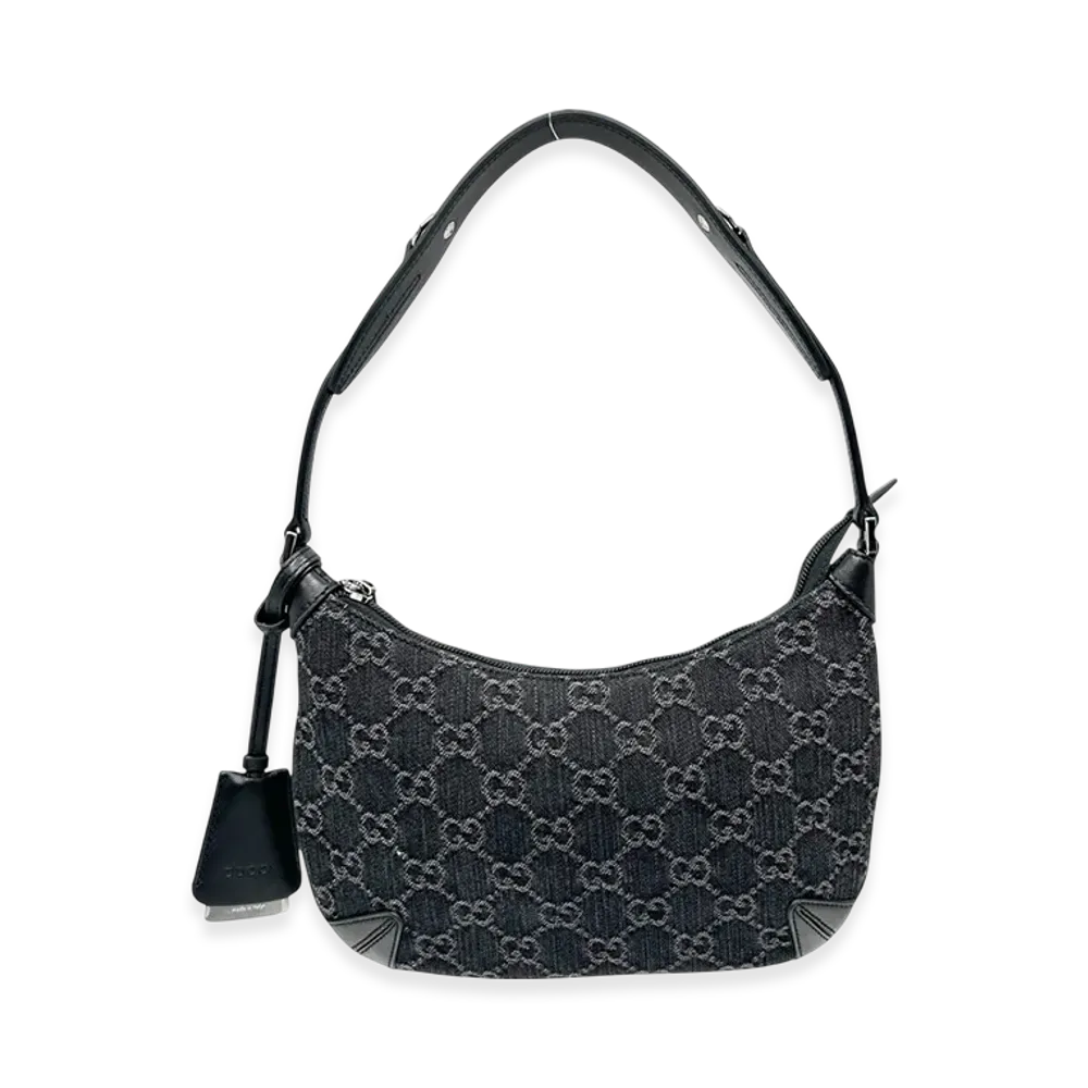 GUCCI GG Denim Shoulder Bag "Black"