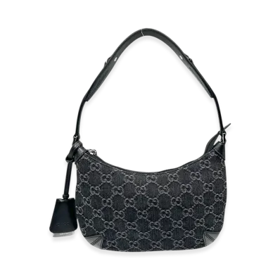 GUCCI GG Denim Shoulder Bag "Black"