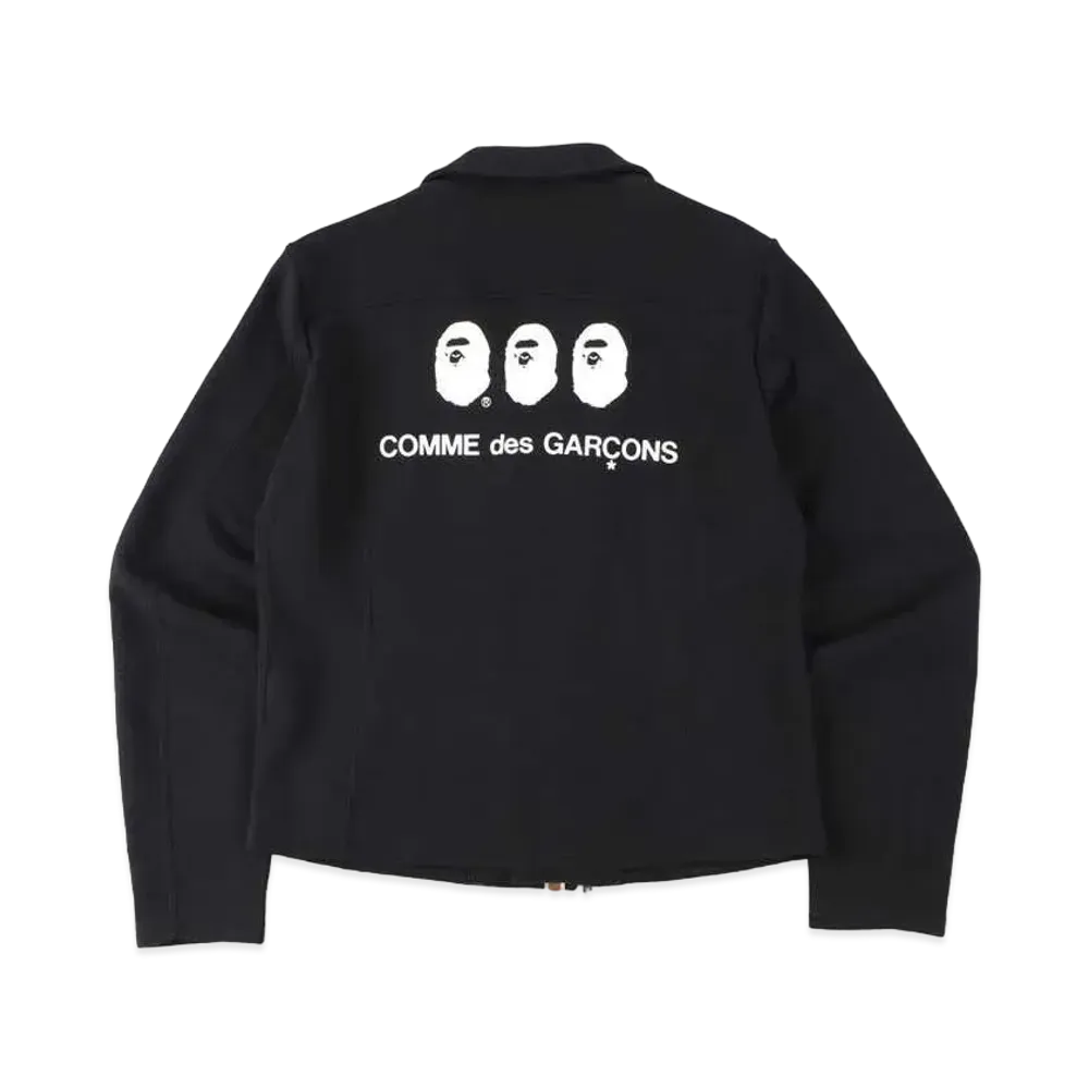 A BATHING APE CDG OSAKA SWEAT BIKER JACKET "Black"