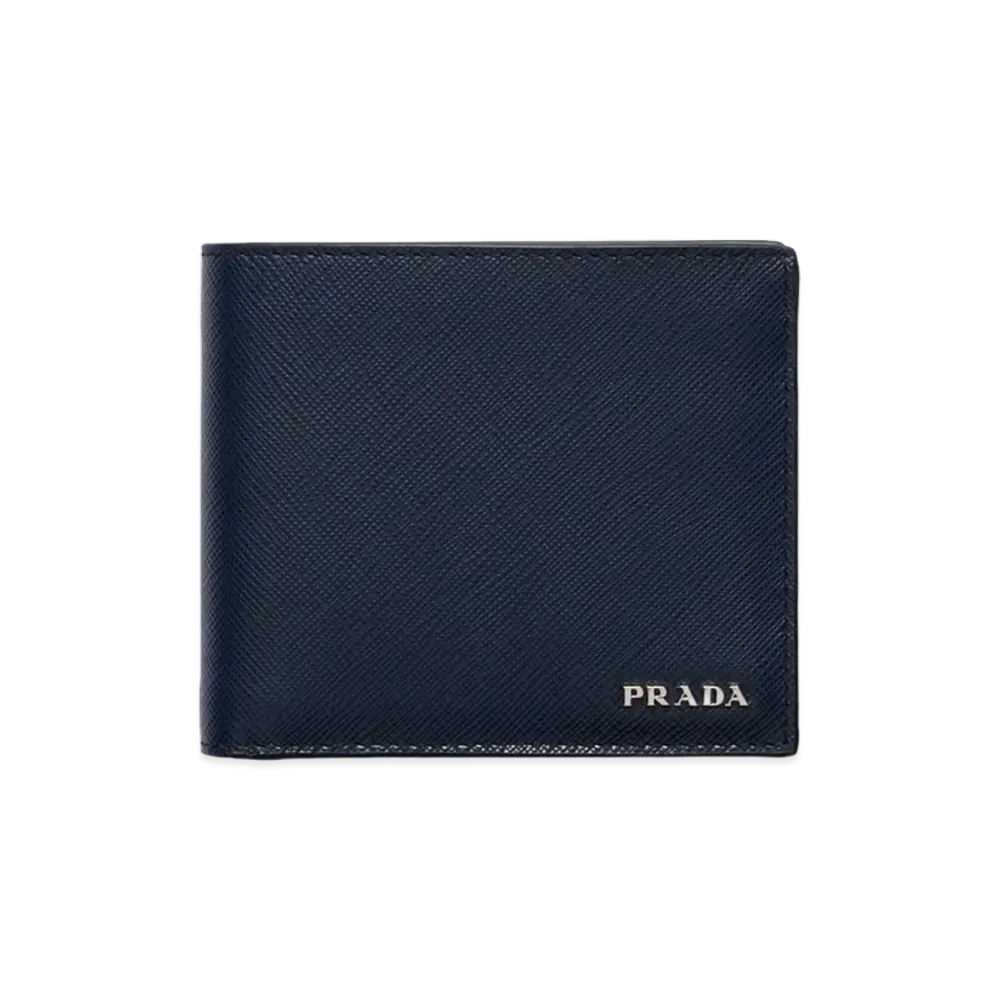 PRADA Saffiano Leather Wallet with Coin Purse "Baltic Blue/Marble Grey"