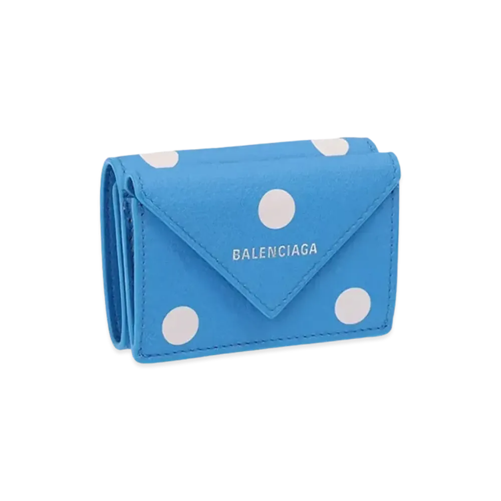 BALENCIAGA Papier Mini Wallet Dot "Blue"