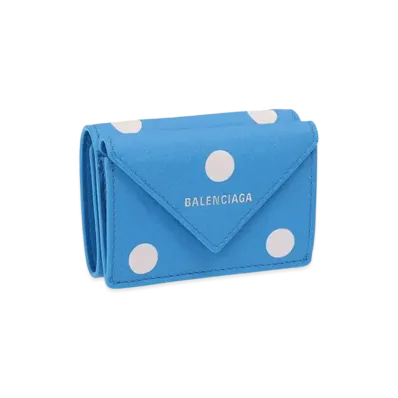 BALENCIAGA Papier Mini Wallet Dot "Blue"