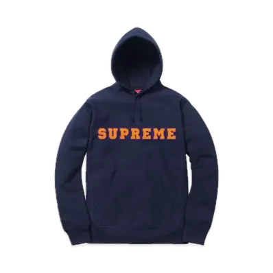 Supreme Cord Collegiate Logo Hooded Sweatshirt "Navy"