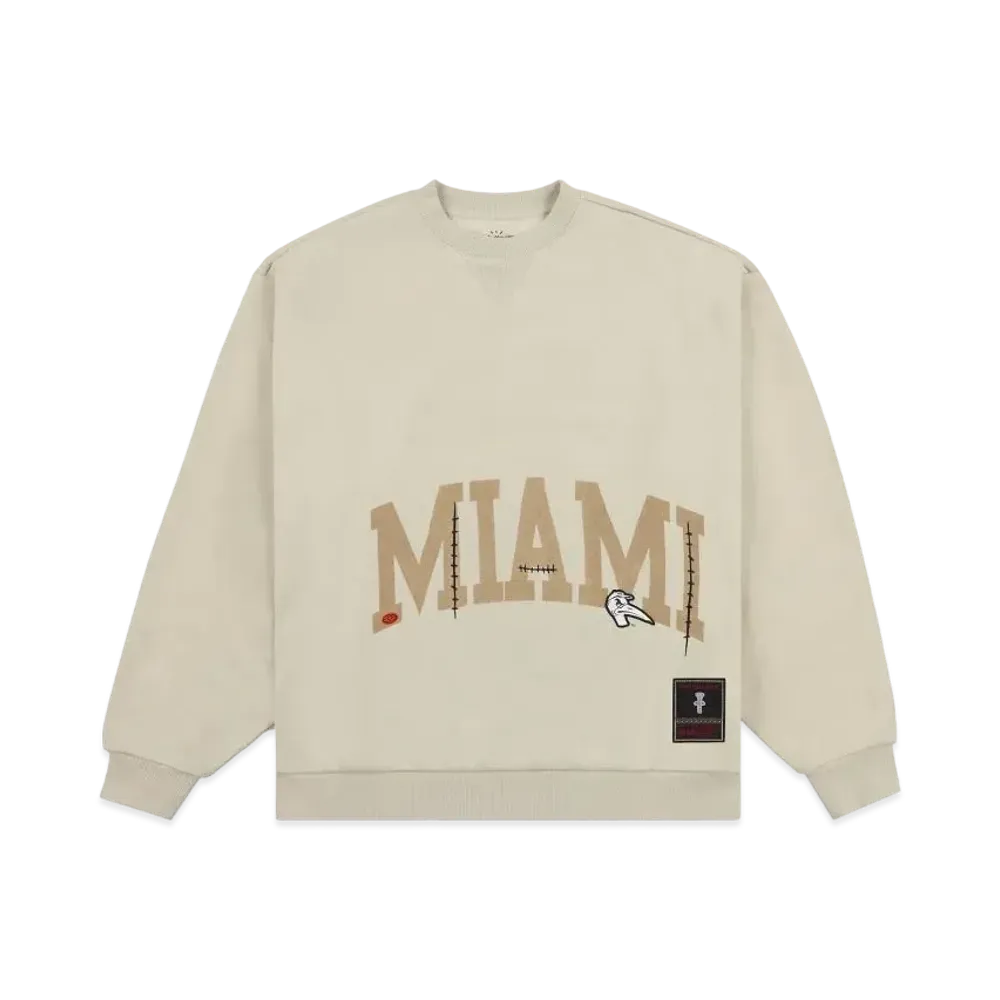Travis Scott x M&N x University Of Miami Crewneck "Ivory"