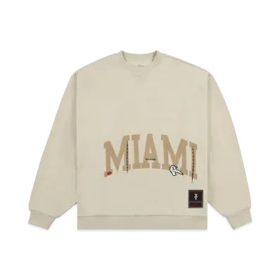 Travis Scott x M&N x University Of Miami Crewneck "Ivory"