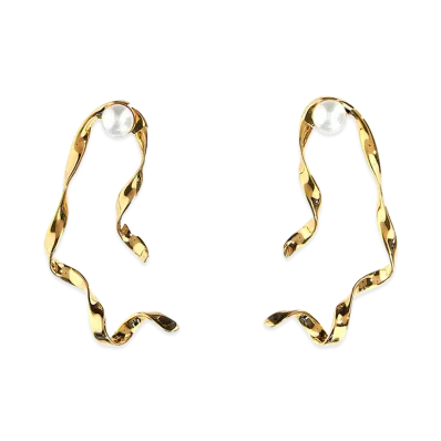 DRIES VAN NOTEN Women's Pearl Earrings "Gold"