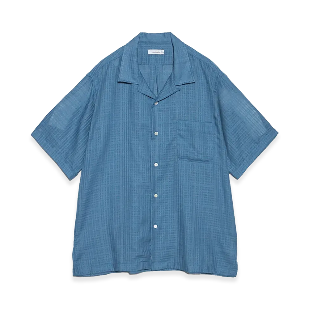 nanamica Open Collar Panama S/S Shirt "Sax"
