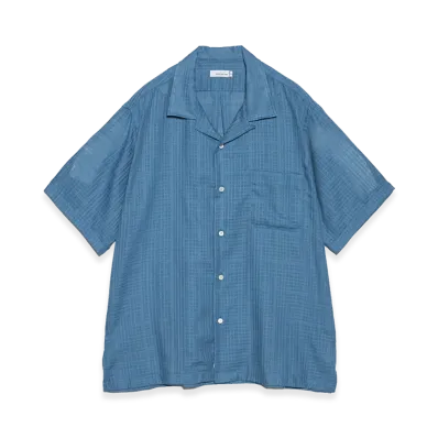nanamica Open Collar Panama S/S Shirt "Sax"