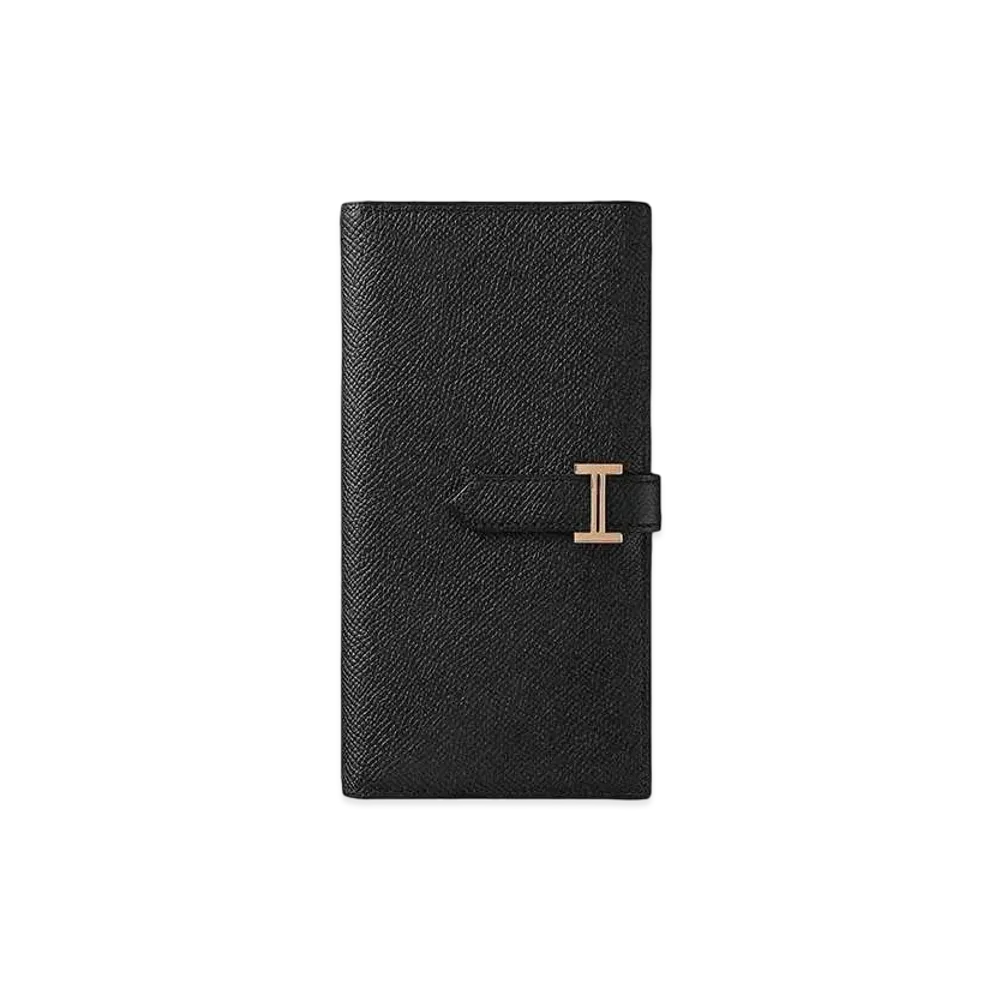 Hermes Bean Souffle Wallet "Noir/Pink Gold"