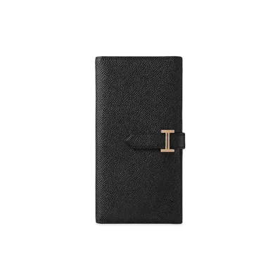 Hermes Bean Souffle Wallet "Noir/Pink Gold"