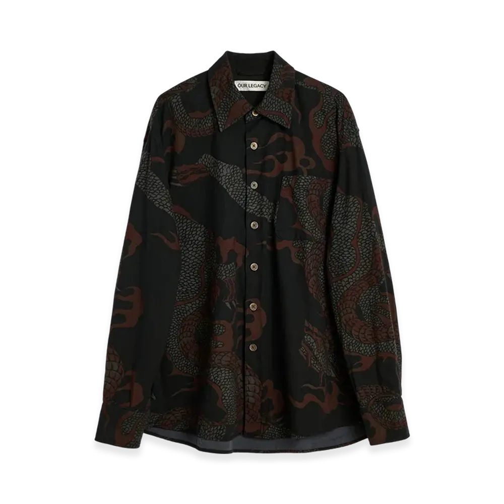 OUR LEGACY Above Shirt "Brown Abstract Snake Print"