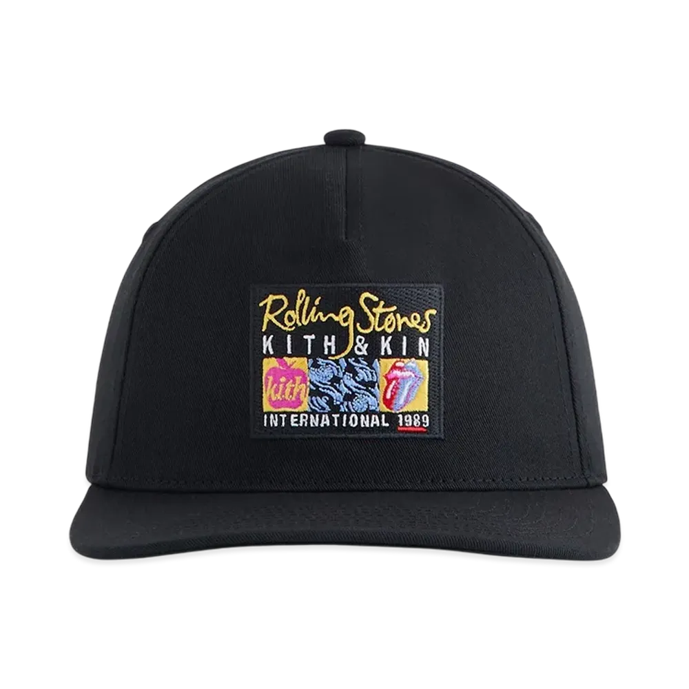 Kith x The Rolling Stones Twill Bay Low Pinch Crown Hat "Black"