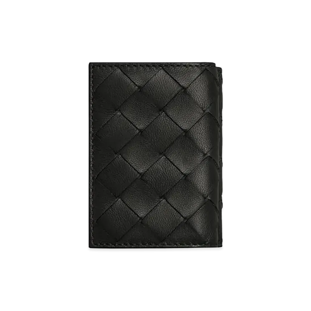 Bottega Veneta Intrecciato Tiny Tri-Fold Wallet "Black"