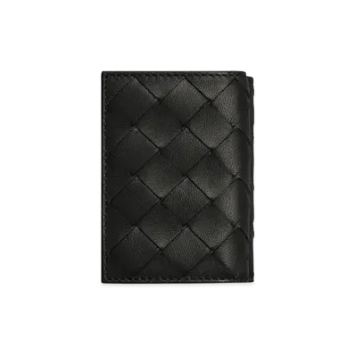 Bottega Veneta Intrecciato Tiny Tri-Fold Wallet "Black"