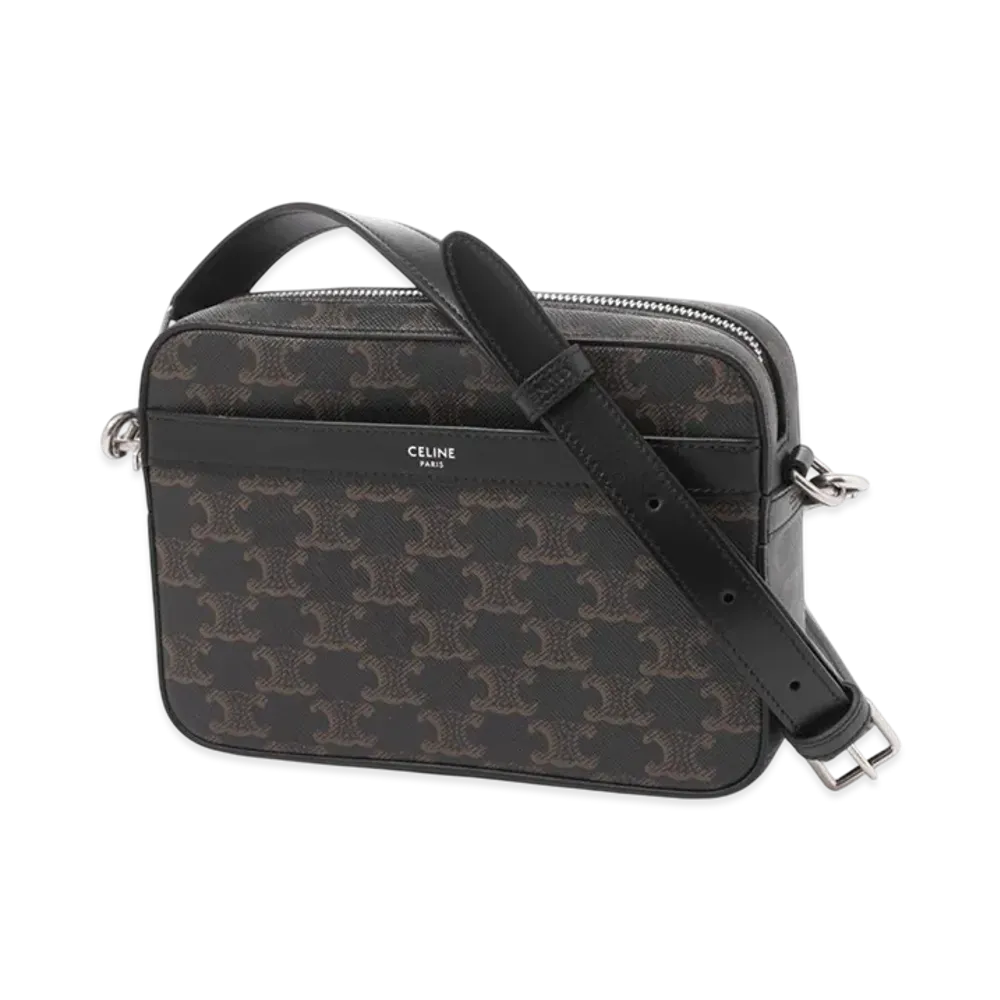 CELINE Small Messenger In Triomphe Canvas And Calfskin "Black"