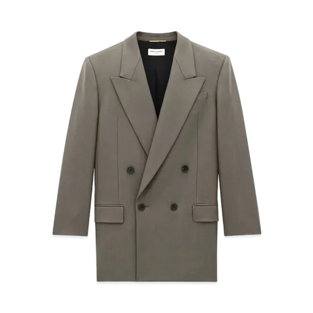 Saint Laurent Women's Jacket in Wool Gabardine "Grey"