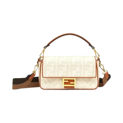 FENDI Baguette Canvas FF Bag "White"