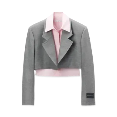Alexander Wang Prestyle Dickie Cropped Blazer "Light Heather Gray"