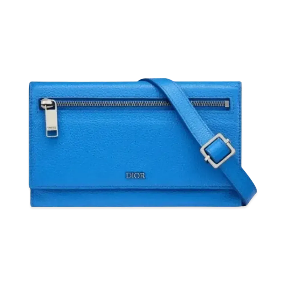 Dior Grain Cow Leather Wallet "Blue"
