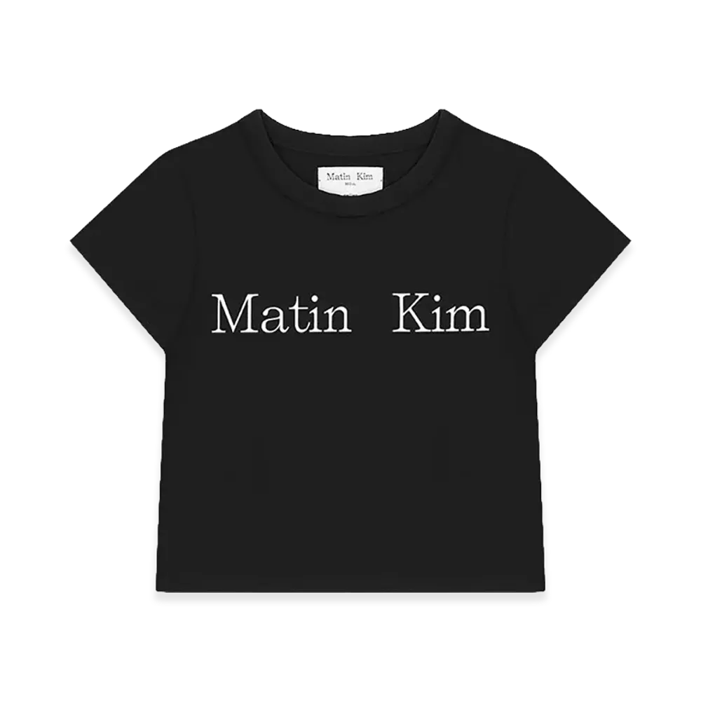 Matin Kim Women's Logo Cut Crop Top T-Shirt "Black"