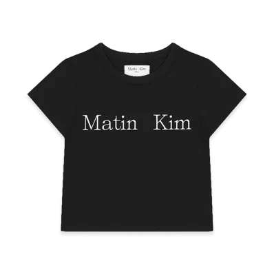Matin Kim Women's Logo Cut Crop Top T-Shirt "Black"