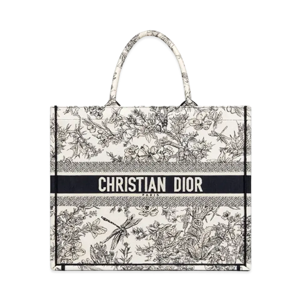 Dior Book Tote Blue Toile de Jouy Flowers Embroidery "Blue"