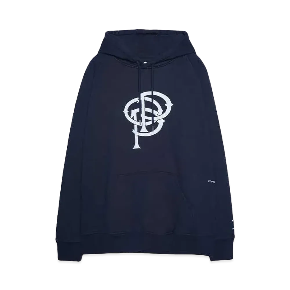 POP TRADING COMPANY initials hooded sweat "NAVY"